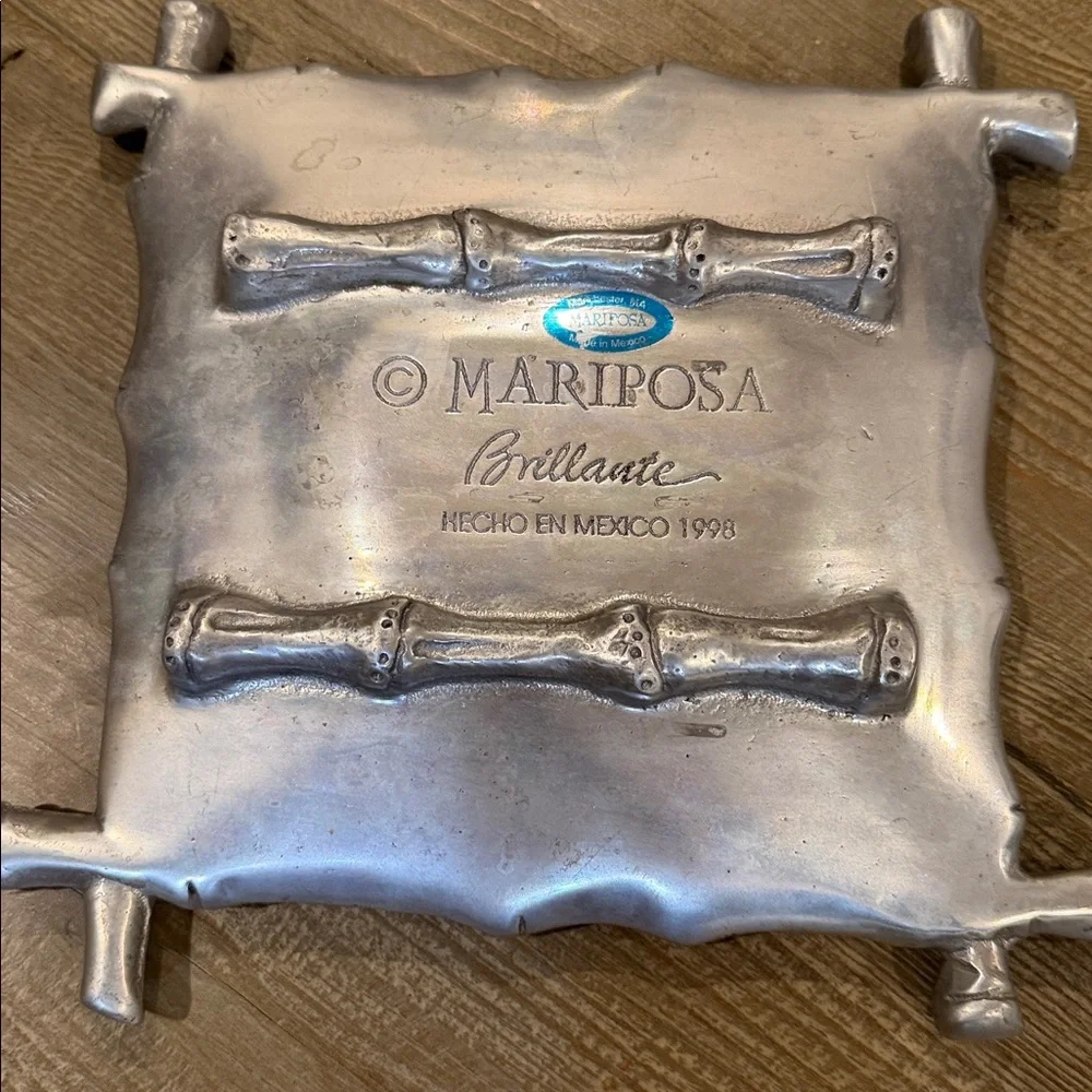 MARIPOSA Brillante Bamboo Basket Weave Square Serving Tray Plate 1998